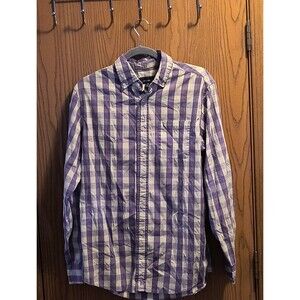 Johnnie-O Shirt Mens Medium Purple Plaid Check Button Down Preppy Surfer Casual